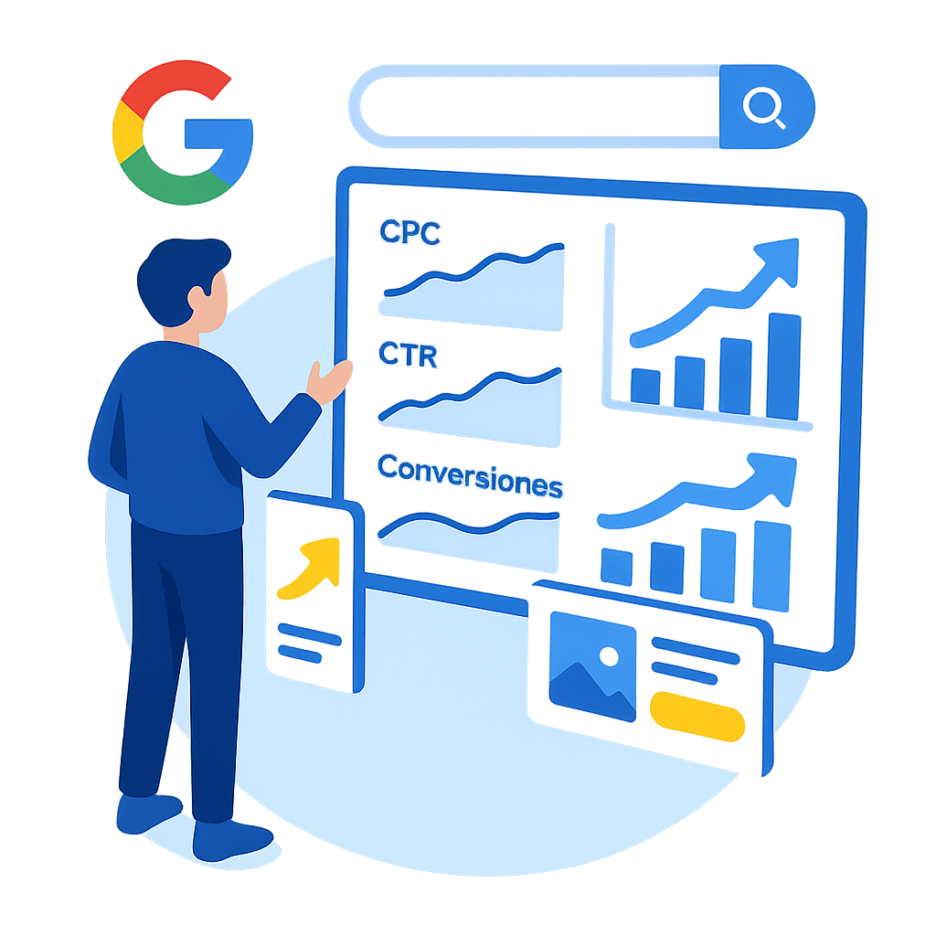 Panel y resultados de campañas en Google Ads